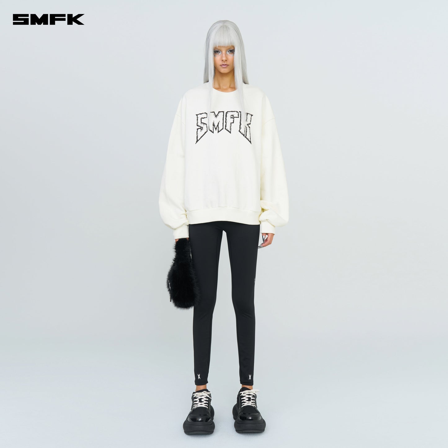 SMFK Compass Rocking Retro Loose Sweatshirt Cream