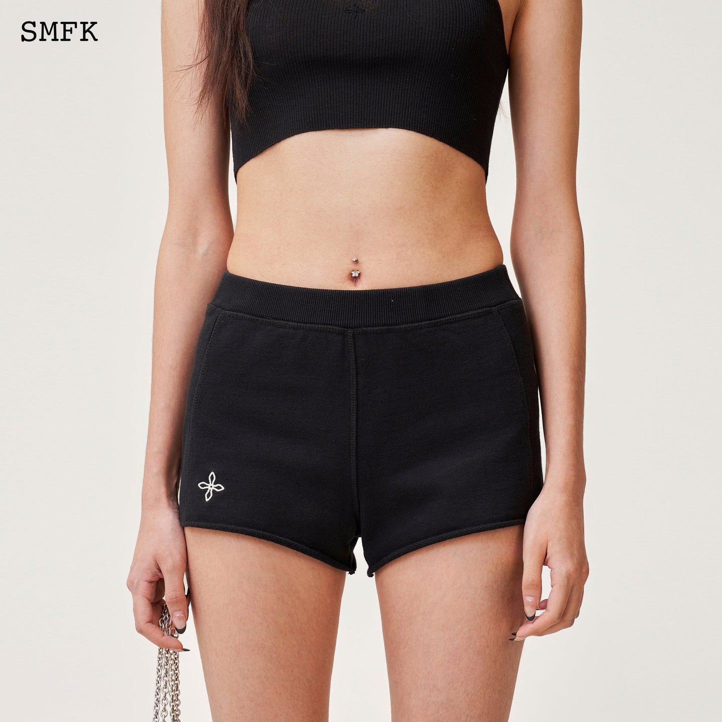 SMFK Compass Rove Stray Slim-Fit Sporty Shorts Black