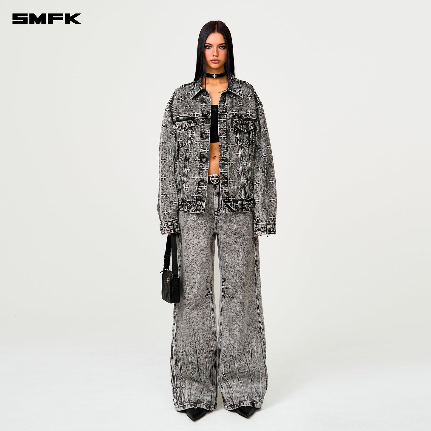 SMFK Compass Storm Garden Oversize Denim Jacket