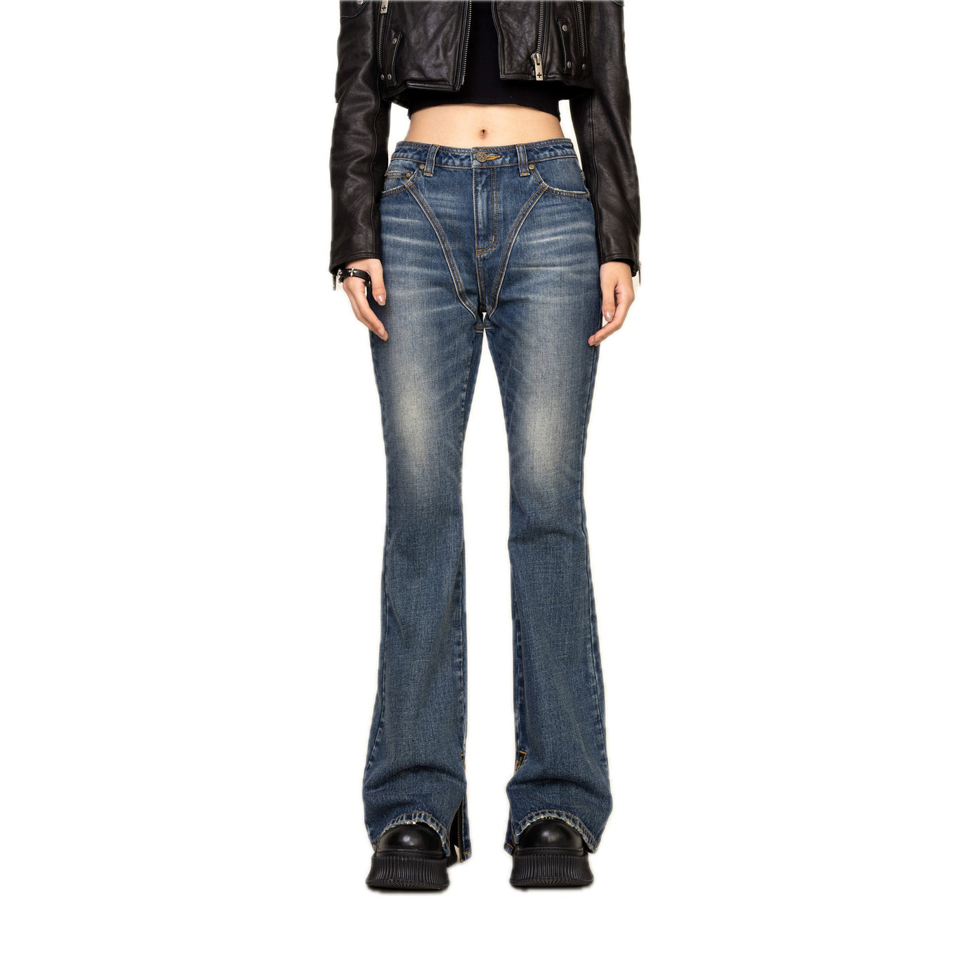 SMFK Compass Mustang Classic Denim Bell Bottoms Blue