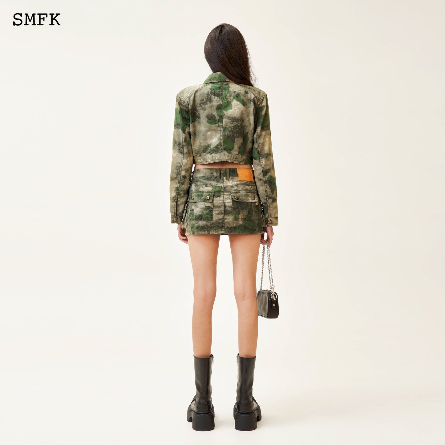 SMFK Compass Viper Green Camouflage Workwear Mini Skirt
