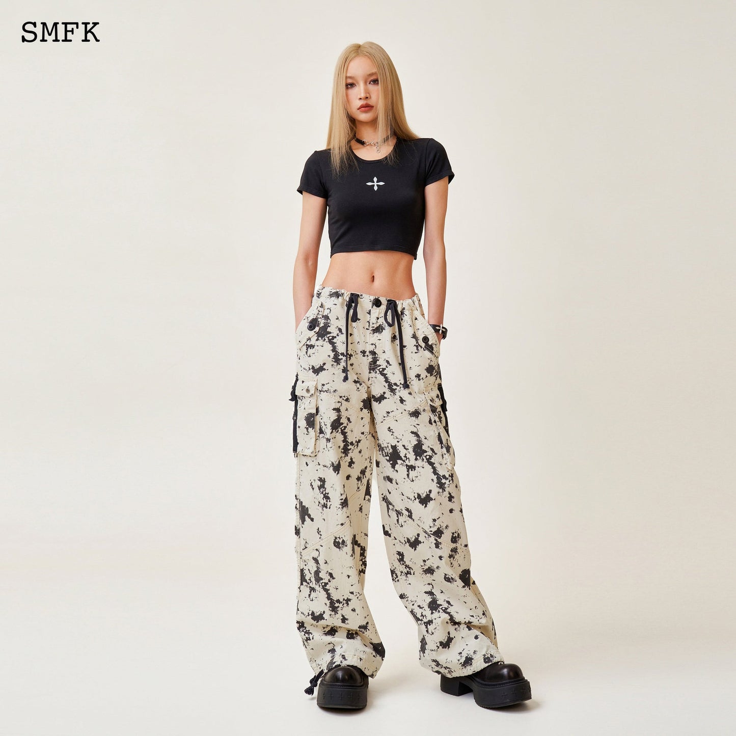 SMFK Compass White Camouflage Retro Paratrooper Pants
