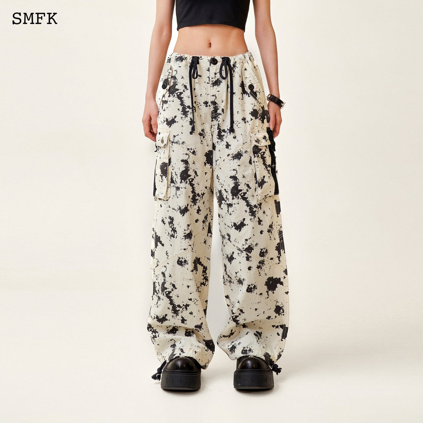 SMFK Compass White Camouflage Retro Paratrooper Pants