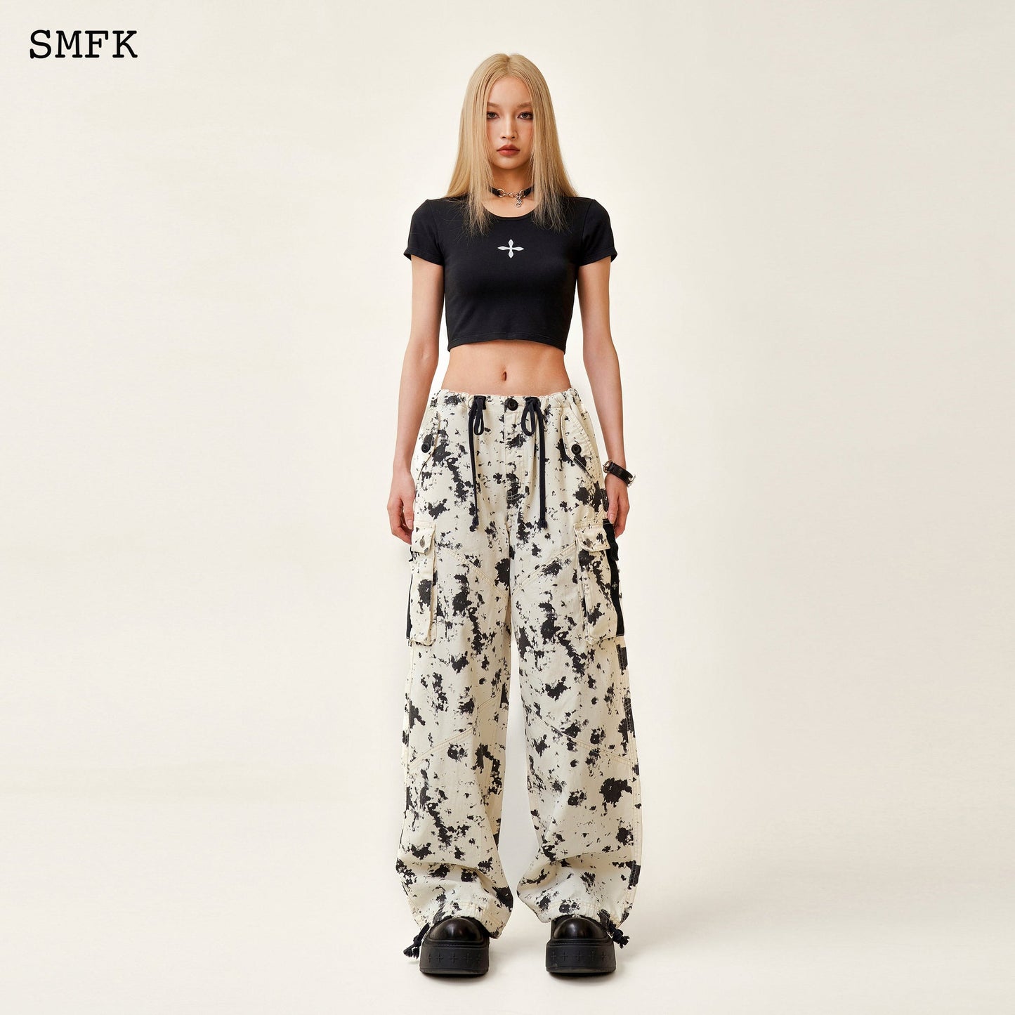 SMFK Compass White Camouflage Retro Paratrooper Pants