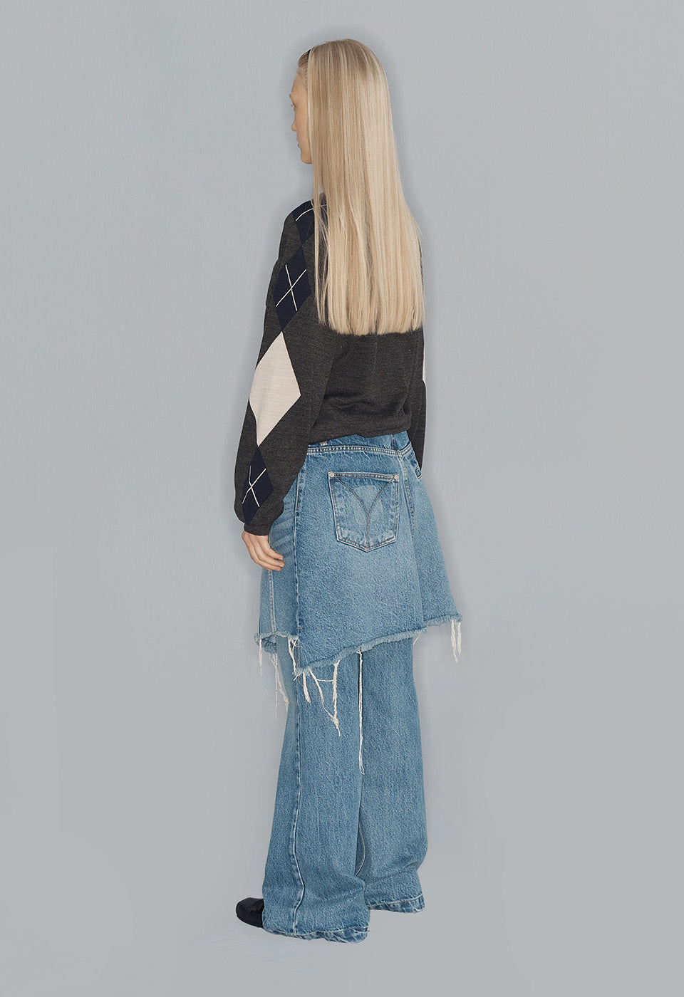 OPEN YY Wrap Denim Skirt Blue