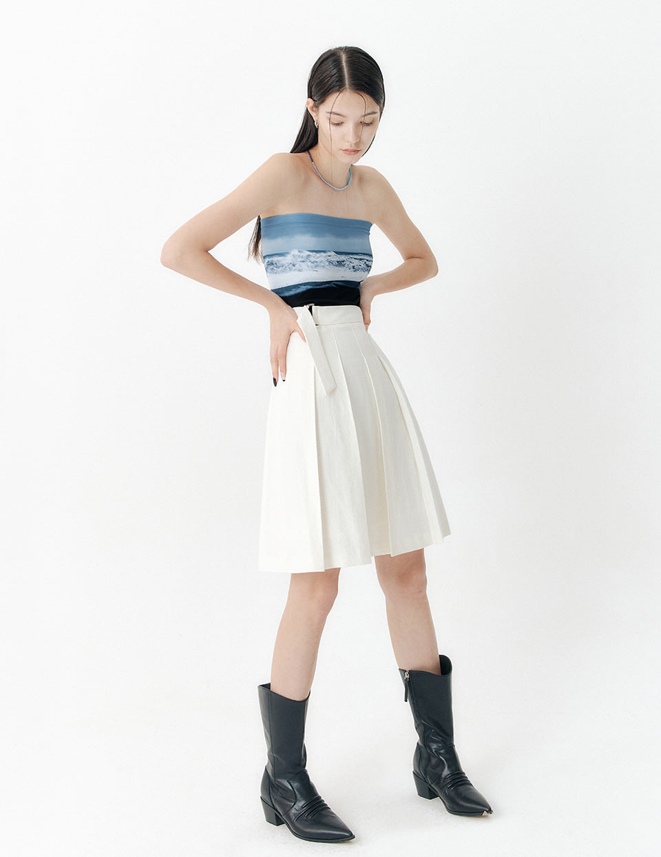 YUSE Printed Tube Top - Blue Wave