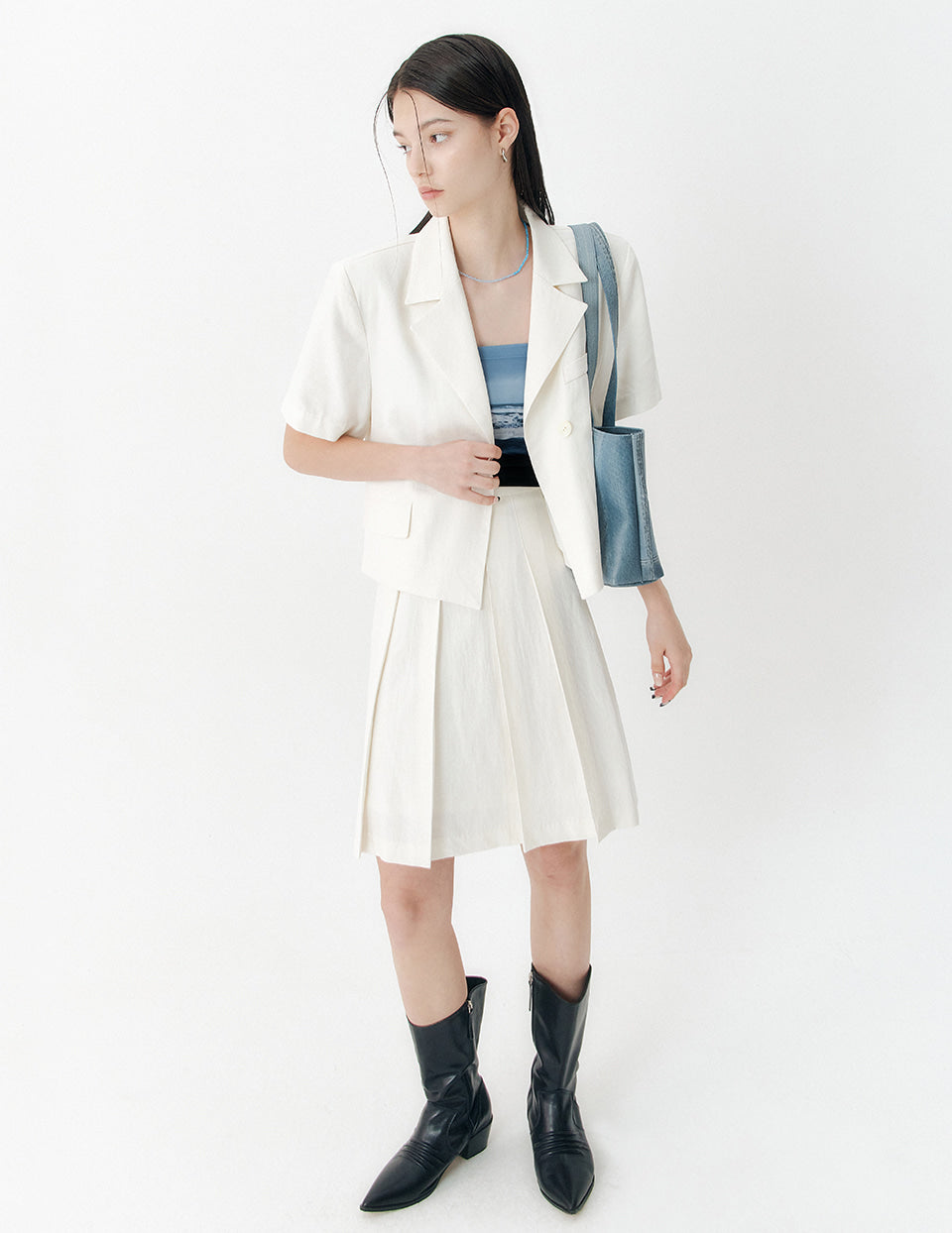 YUSE Printed Tube Top - Blue Wave