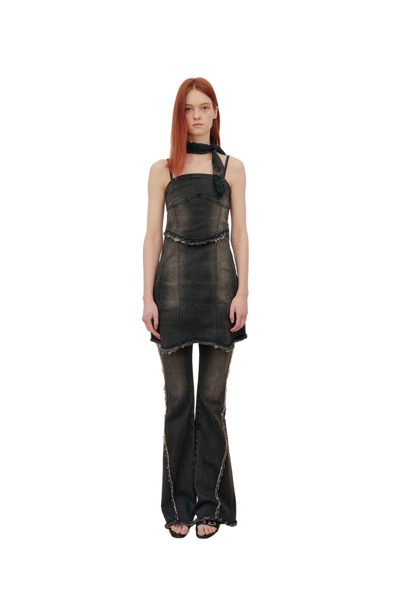 【YUSE】24SS BUSTIER ROUGH CUTTING DENIM DRESS TOP YUSE Bustier Rough Cutting Denim Dress Top - Black – LAW DIVINE