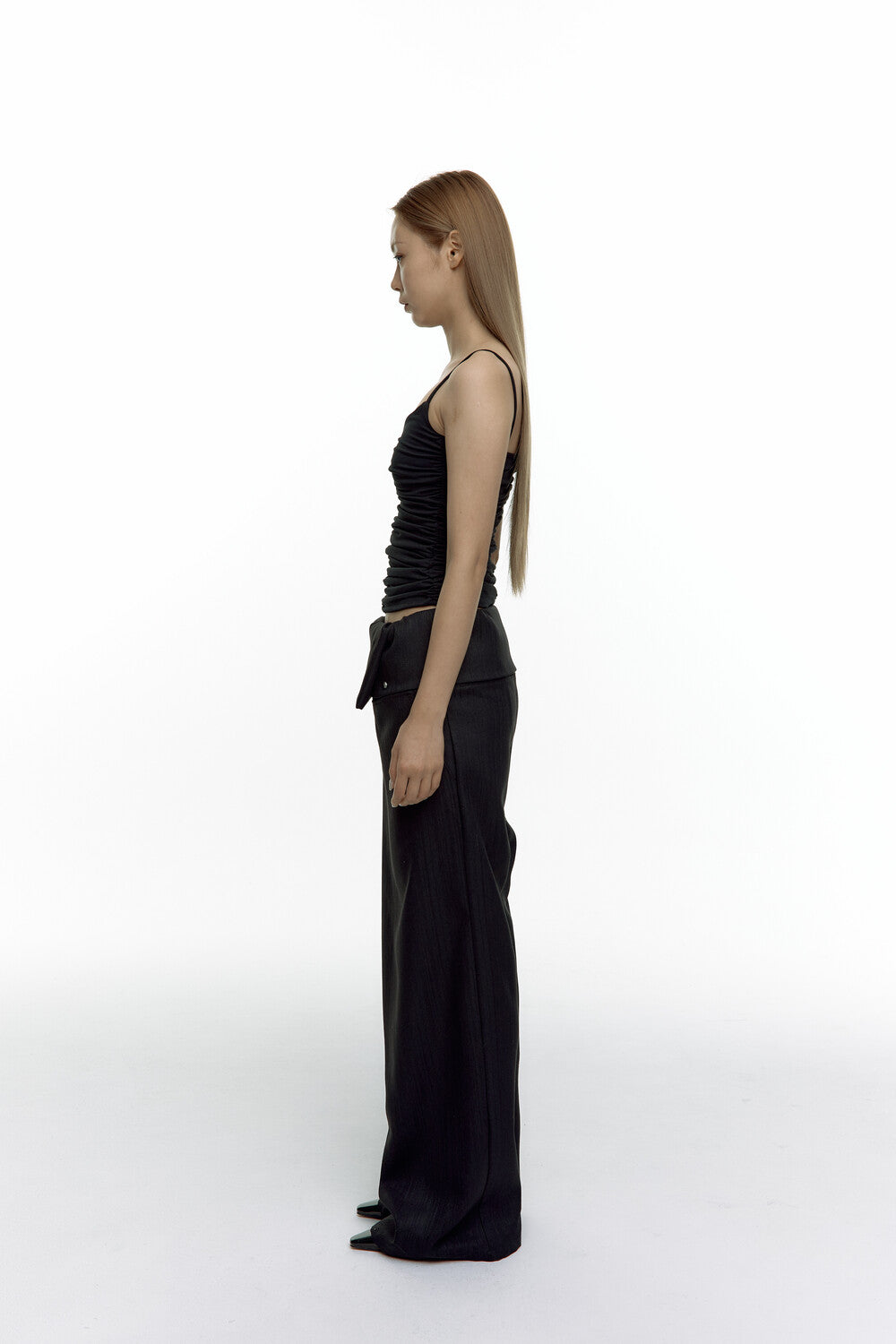 KASHIKO Shirring Sleeveless Black