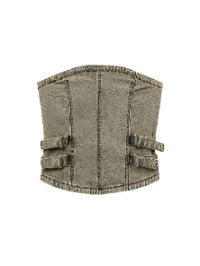 YUSE Belted Denim Tube Top - Turnup Gray