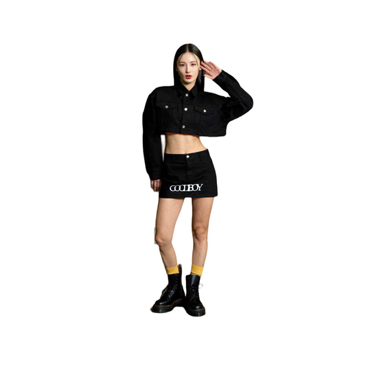 XOXOGOODBOY Circle Logo Crop Denim Jacket