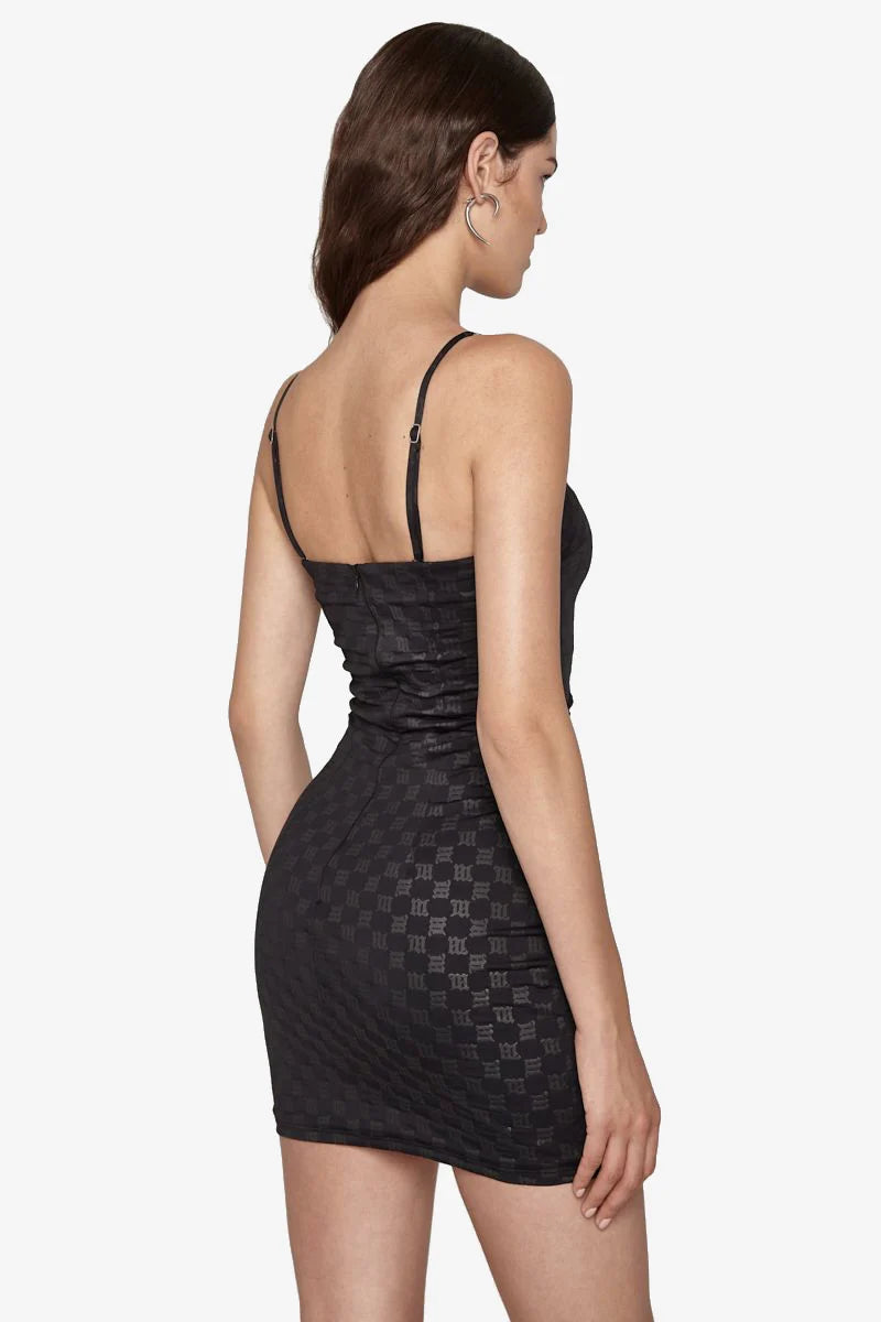 MISBHV Monogram Spaghetti Mini Dress Black