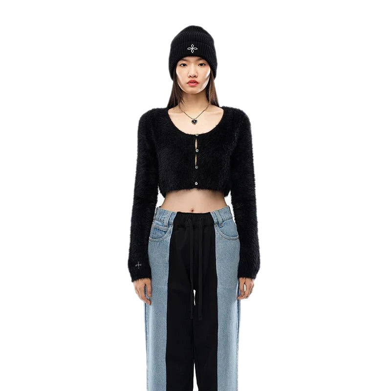 SMFK Panda Wool Short Cardigan Black