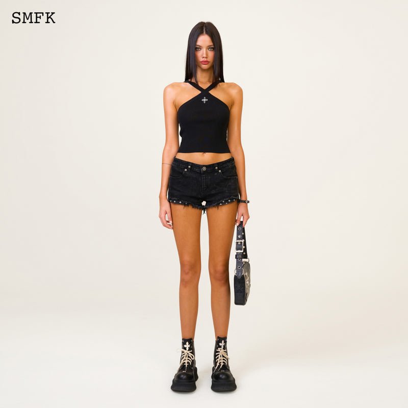 SMFK Temple Chinese Bandeau Sporty Top Black