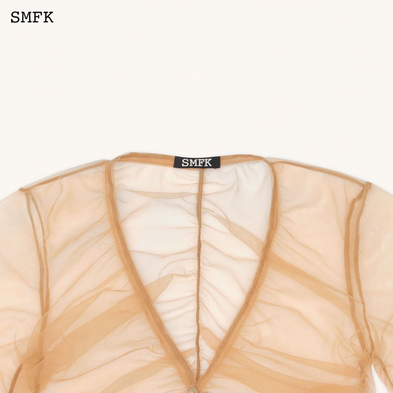 SMFK Temple Gauze Cardigan In Nude