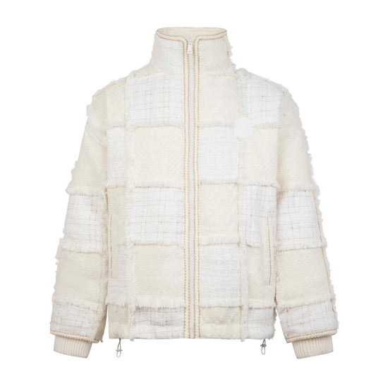 13DE MARZO Tweed Patch Down Jacket White