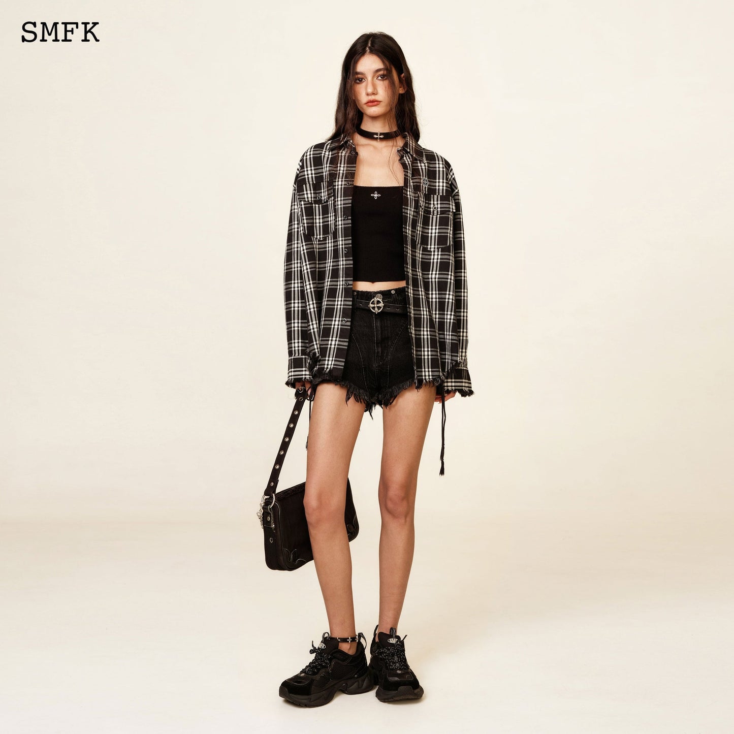 SMFK WildWorld Cross Riding Knitted Vest Top In Black