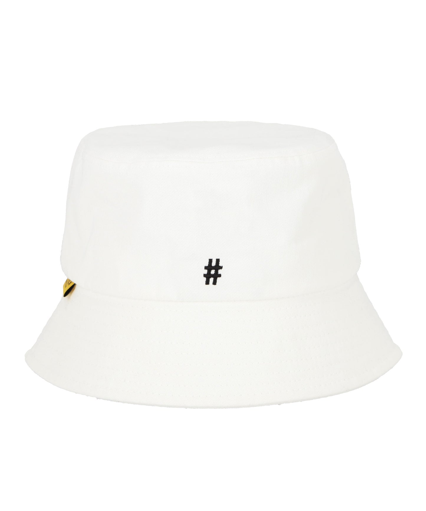 BEENTRILL Yellow Taping Hashtag Bucket Hat White