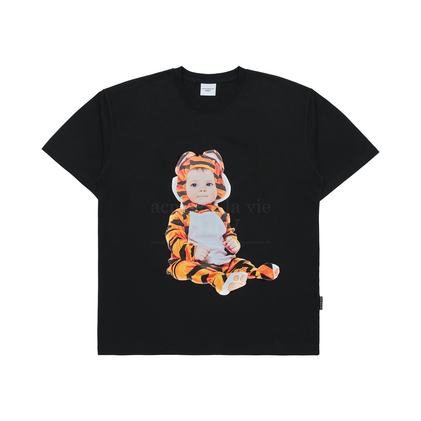 ADLV Baby Face Baby Tiger Short Sleeve T-shirt Black