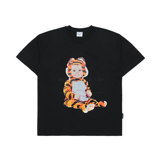 ADLV Baby Face Baby Tiger Short Sleeve T-shirt Black