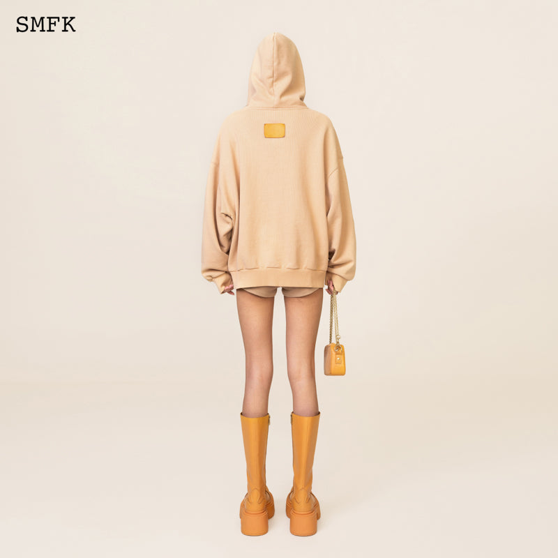 SMFK Compass Cross Pattern Classic Zipper Hoodie Wheat
