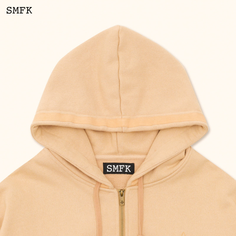 SMFK Compass Cross Pattern Classic Zipper Hoodie Wheat