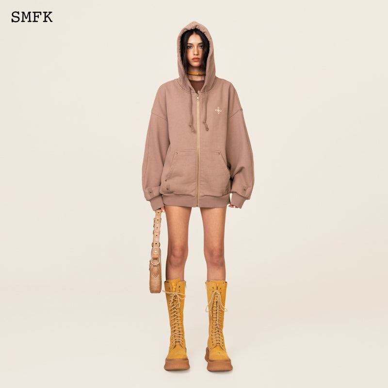 SMFK Compass Cross Pattern Classic Zipper Hoodie Dark Skin