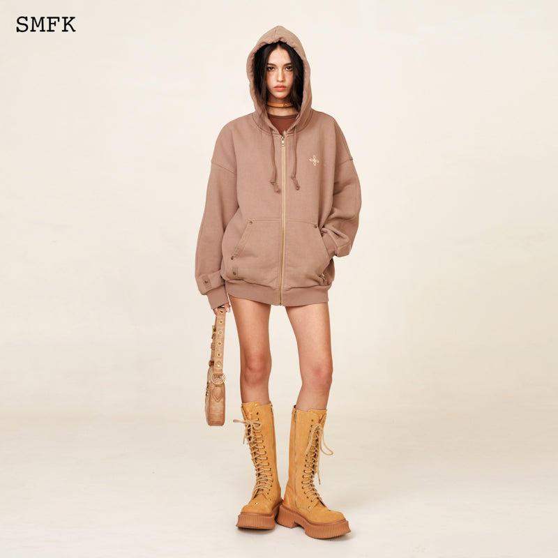 SMFK Compass Cross Pattern Classic Zipper Hoodie Dark Skin