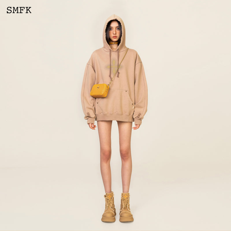 SMFK Compass Classic Cross Floral Graffiti Hoodie Latte