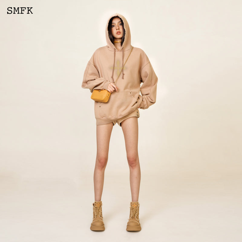 SMFK Compass Classic Cross Floral Graffiti Hoodie Latte