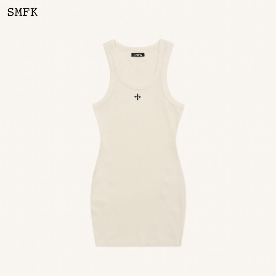 SMFK Compass Rove Wanderlust Athletic Tank Top Dress White
