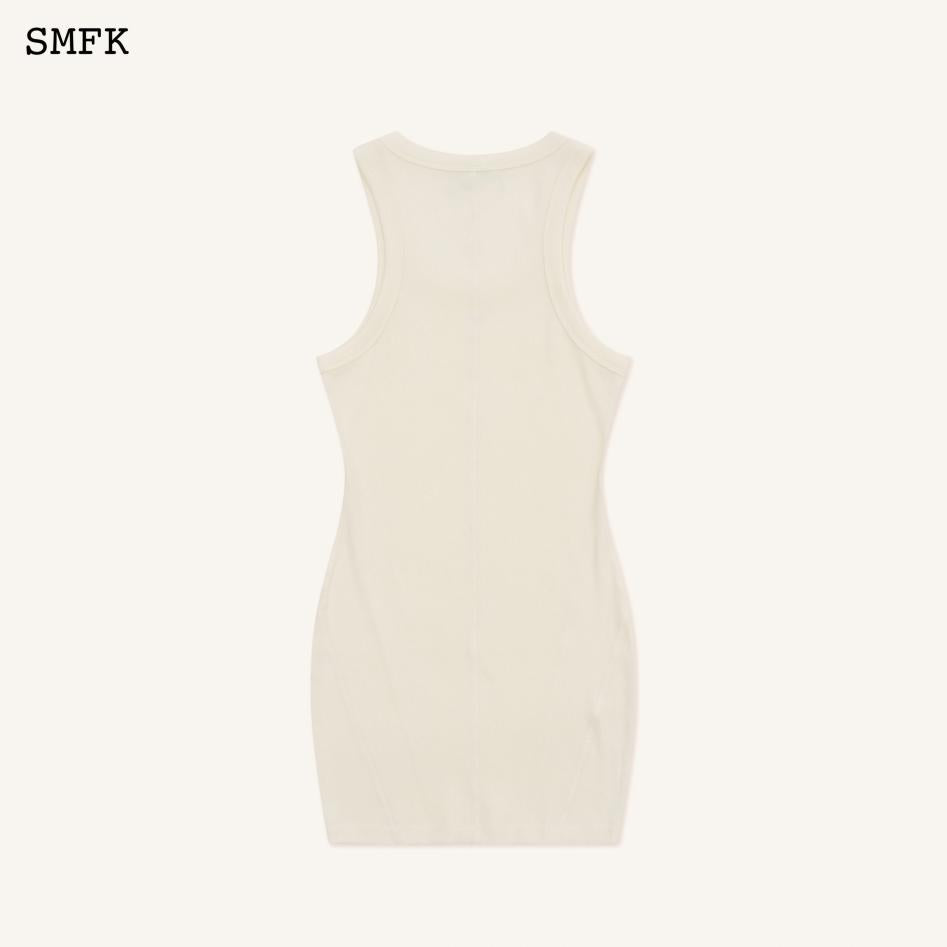 SMFK Compass Rove Wanderlust Athletic Tank Top Dress White