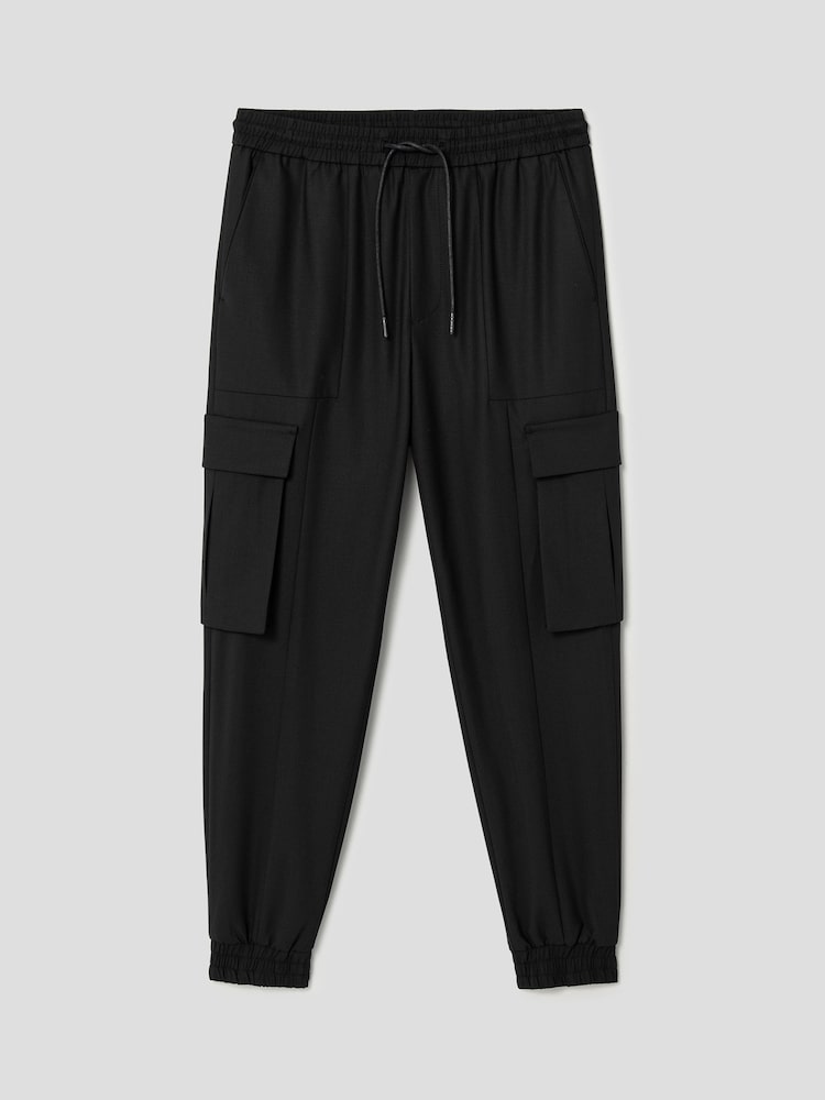 JUUN.J Wool-blended Cargo Jogger Pants Black