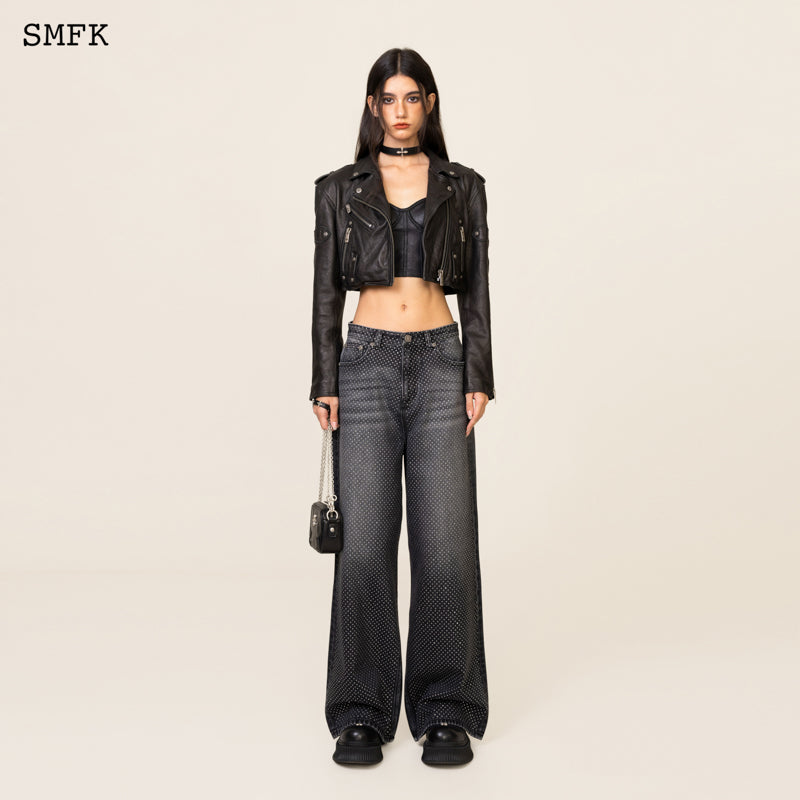 SMFK Ancient Myth Black Diamond Wide-leg Jeans Diamond Black Cowboy