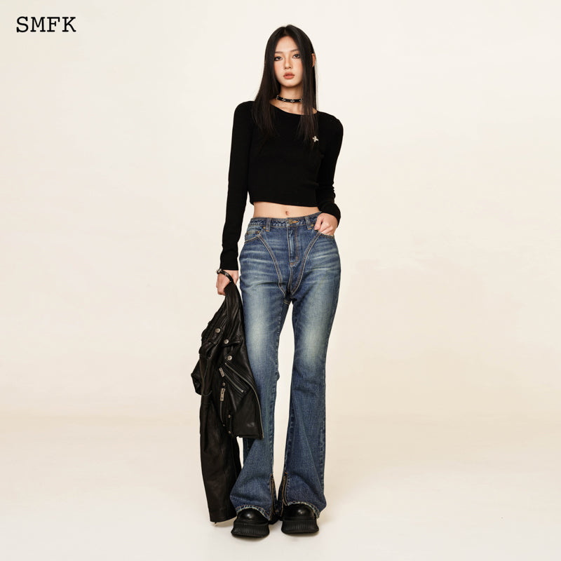 SMFK Compass Mustang Classic Denim Bell Bottoms Blue