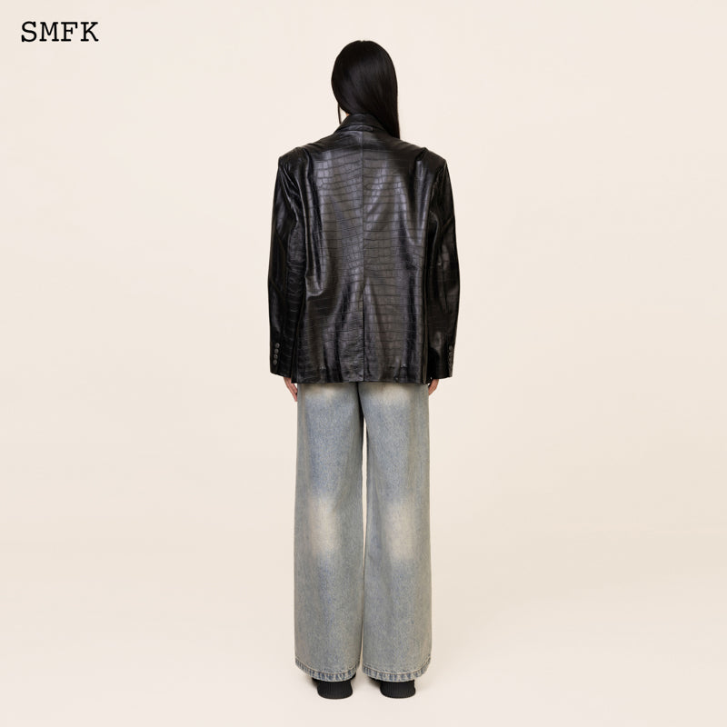 SMFK Compass Mustang Classic Wide Leg Flared Jeans Waxed Blue Jeans