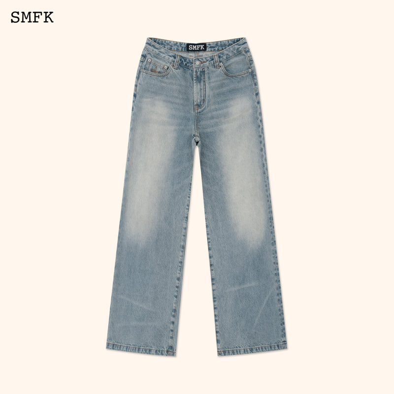 SMFK Compass Mustang Classic Wide Leg Flared Jeans Waxed Blue Jeans