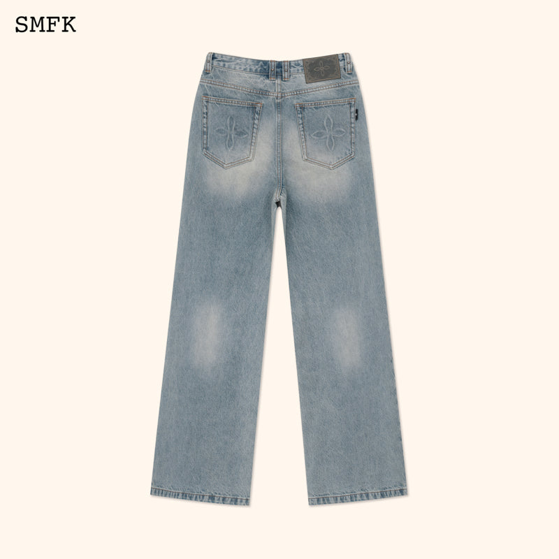 SMFK Compass Mustang Classic Wide Leg Flared Jeans Waxed Blue Jeans