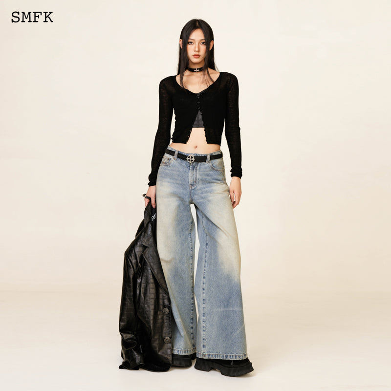 SMFK Compass Classic Superfine Wool Cardigan Black