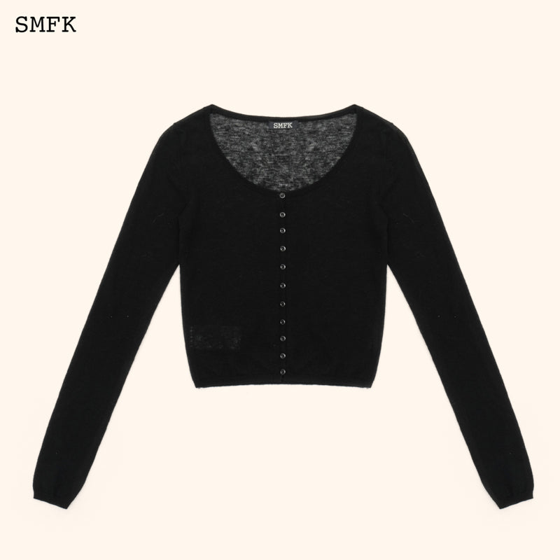 SMFK Compass Classic Superfine Wool Cardigan Black