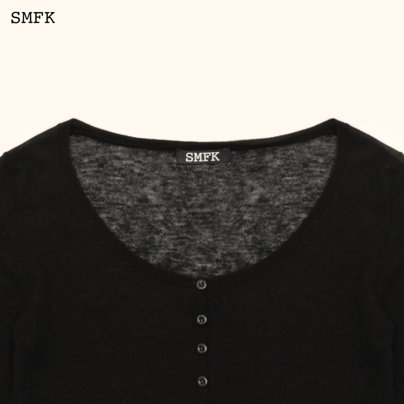 SMFK Compass Classic Superfine Wool Cardigan Black
