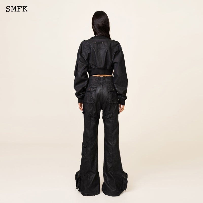SMFK Ancient Myth Black Panther Waxed Cargo Bell Bottoms Ink Black
