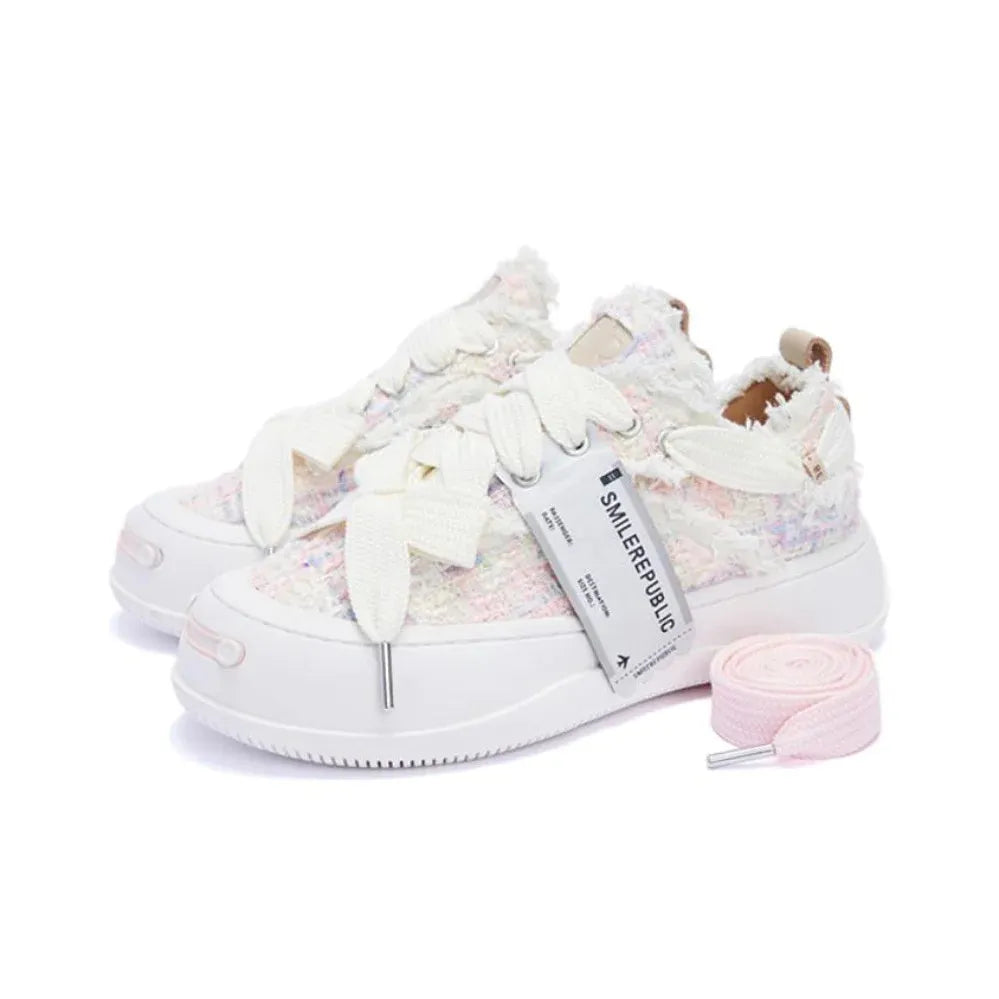 SMILE REPUBLIC Blue Pink Tweed Sneaker
