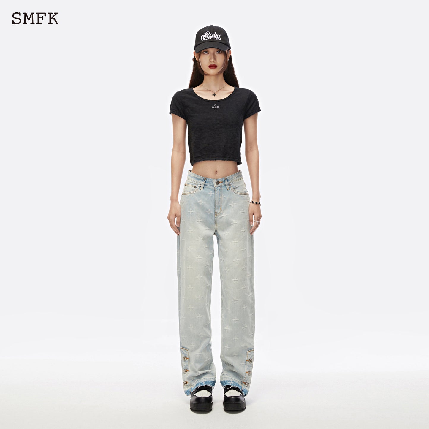 SMFK Black Night Flower Biker Tee Black