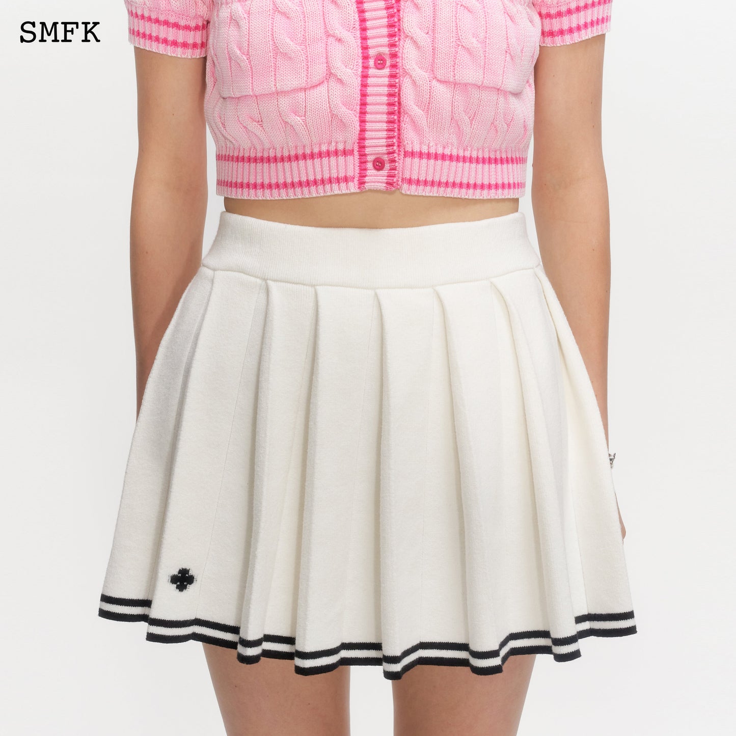 SMFK Compass Academy White Cashmere Pleated Skirt
