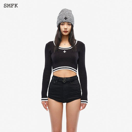 SMFK Compass Classic Cashmere Short Sweater Black