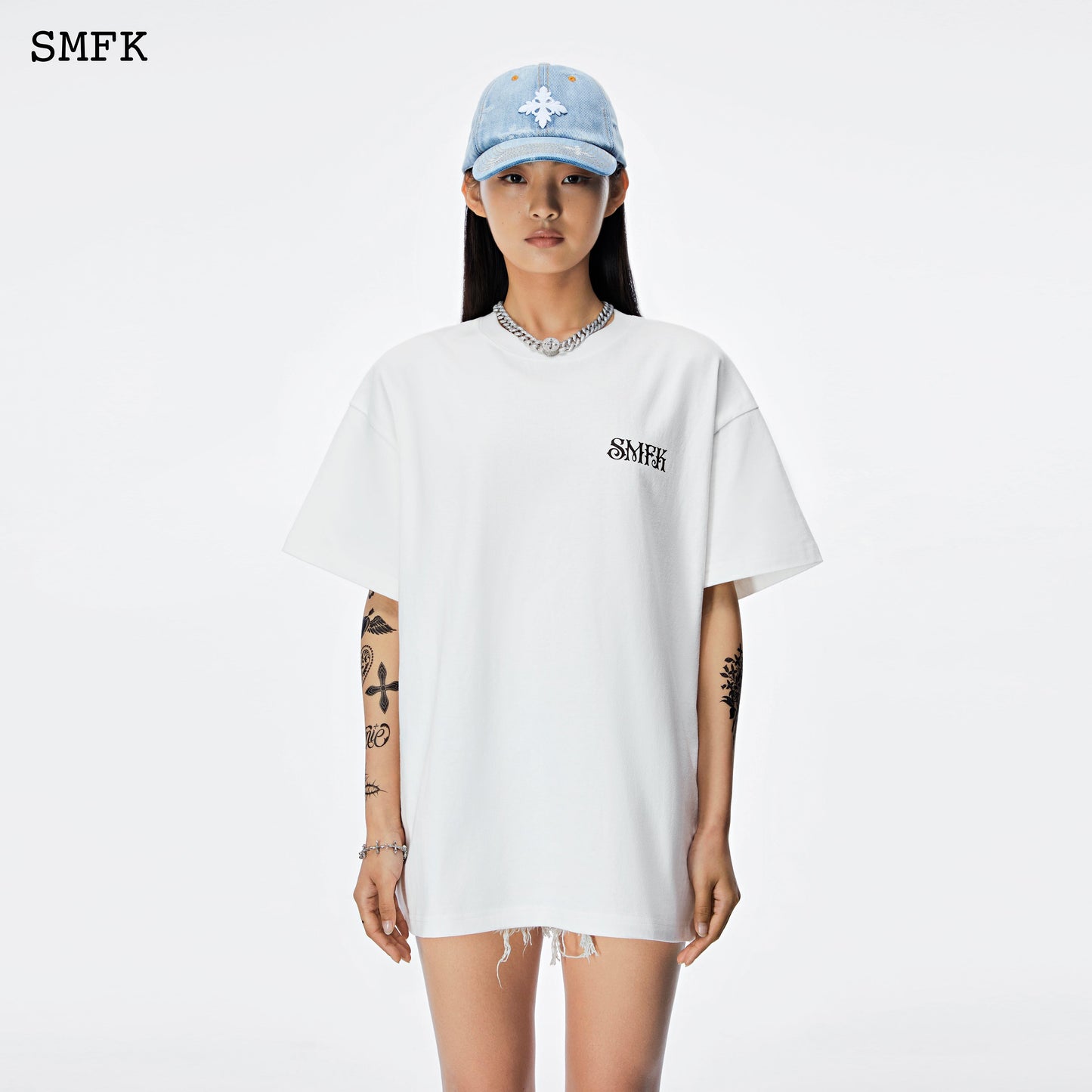 SMFK White Branding Oversized Tee