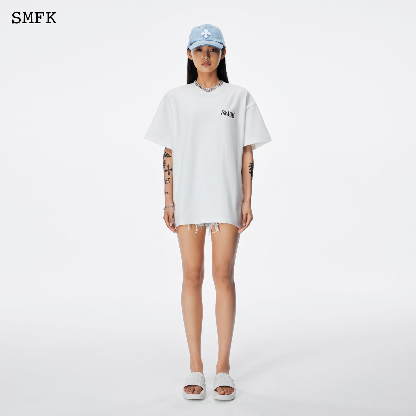 SMFK White Branding Oversized Tee