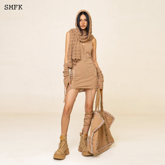 SMFK WildWorld Desert Tarantula Knitted Dress In Wheat