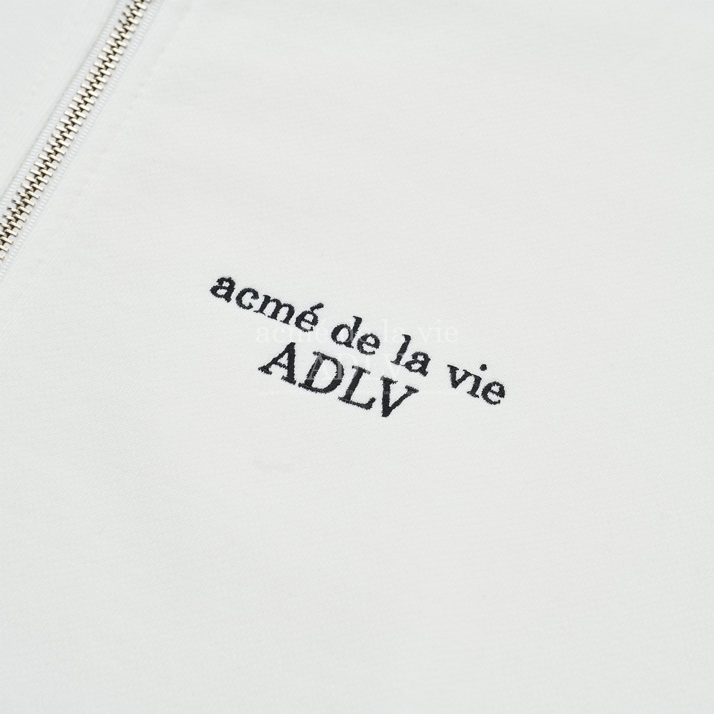 ADLV Basic Logo Needlework Hoodie Zip Up Cream